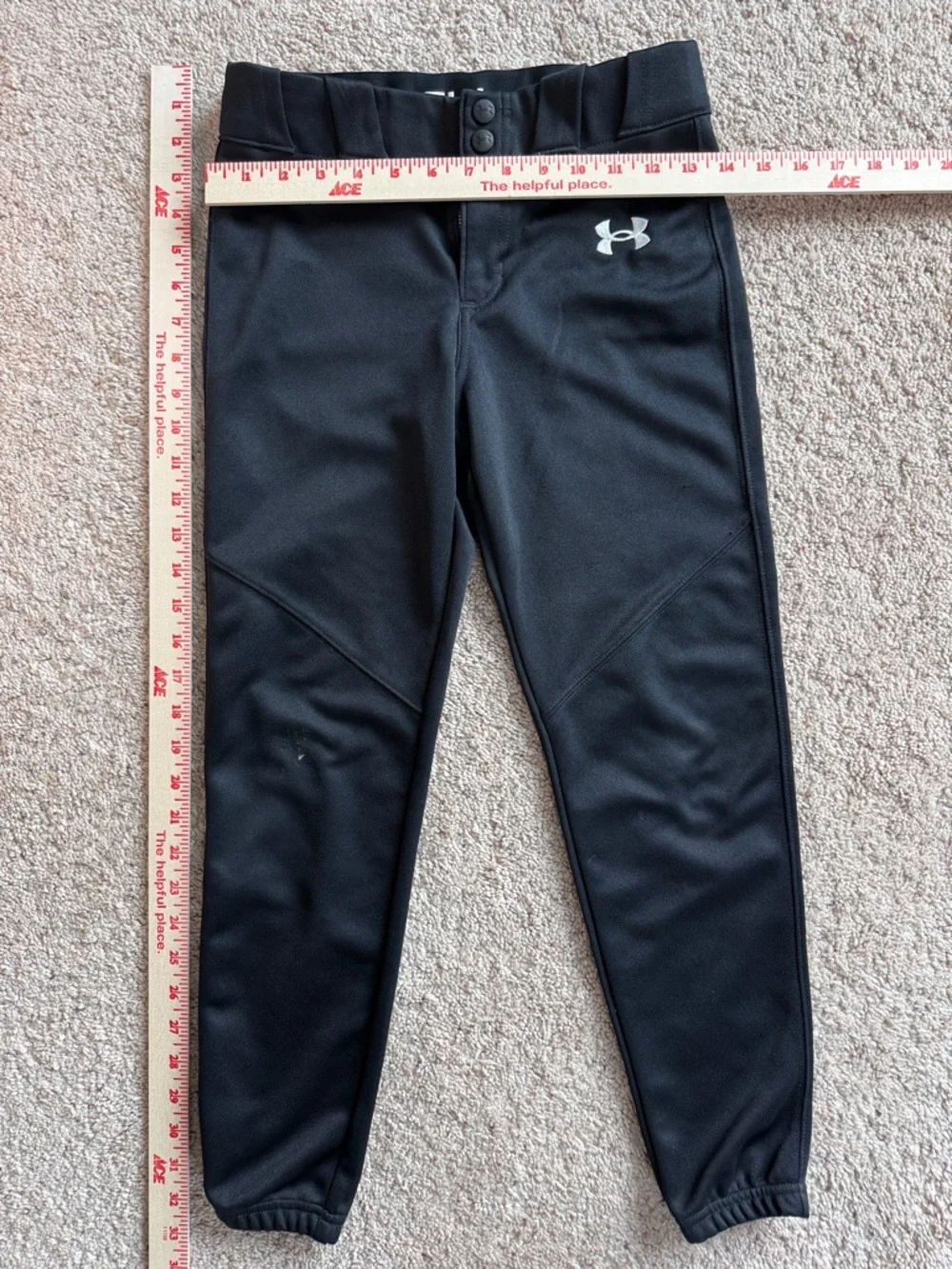 UA Boys Size YM Black Baseball Pants - Elastic Ankle - Practice Condition - Picture 6 of 8